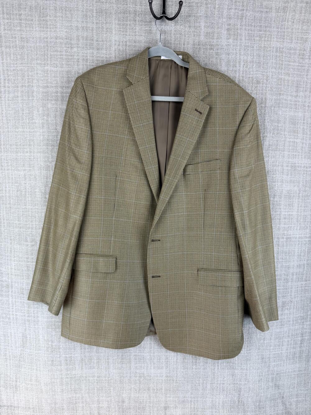 Lauren Ralph Lauren Sport Coat Mens 44 L 
Beige Check Silk Wool Classic Tweed